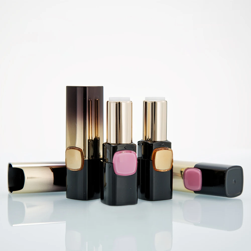 

Gradient Gold Pink Lipstick Tube, Empty Black Lip Balm Tube Wholesale