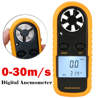 Digital Anemometer GM816 Mini Wind Speed Gauge Air Velocity Airflow Meter 0-30m/s -10~45C with LCD Back Light Display