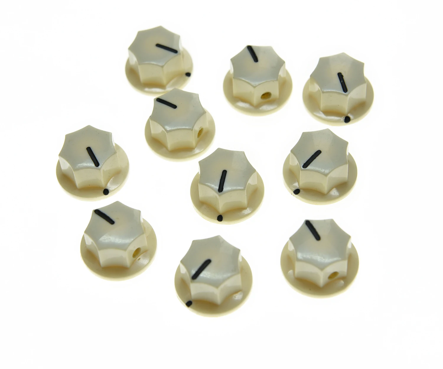 10x Ivory Small Size MXR Style Skirted AMP Knob Effects Pedal Knobs Brass Insert