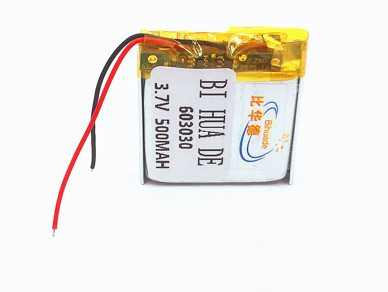 500mAh 3.7V rechargeable battery 603030 li polymer lithium battery li on for MP3 MP4 GPS DVD recorder e-book camera power bank