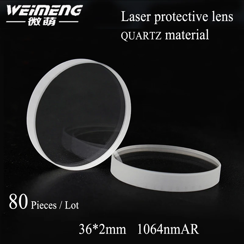 Weimeng brand factory directly supply 80 pieces/bag 36*2mm quartz laser protective glasses & window film with favorable price