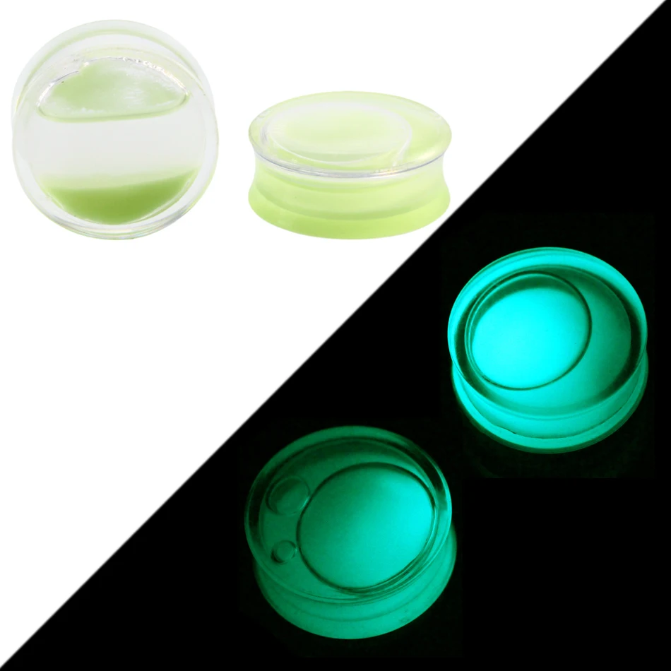 2Pcs Glow In The Dark Silicone Ear Plugs And Tunnels Piercing Expander Piercing Tunnel Ear Tunnels Stretchers Plug Ear Gauges