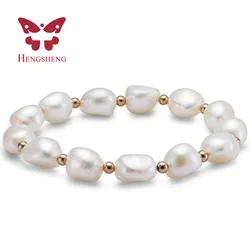 Elegant White Pink Purple Gray Natural Pearl Bracelet, Fashion Casual Freshwater Beaded Bracelet For Women Gift 2019 New