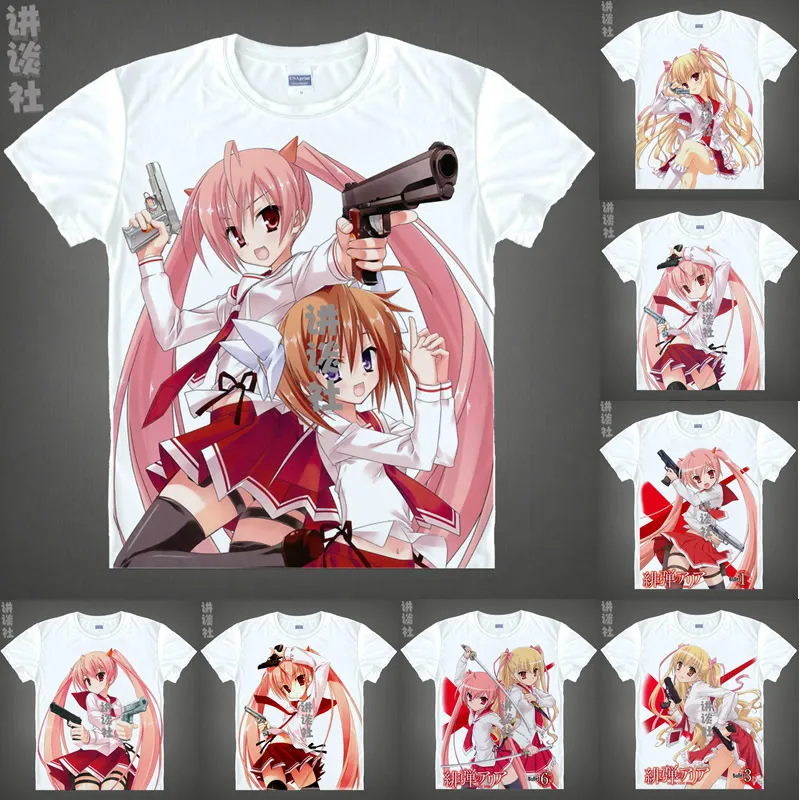 Coolprint Anime Shirt Hidan No Aria The Scarlet Ammo T-Shirts Short Sleeve Aria H Kanzaki Riko Mine Cosplay Motivs Hentai Shirts