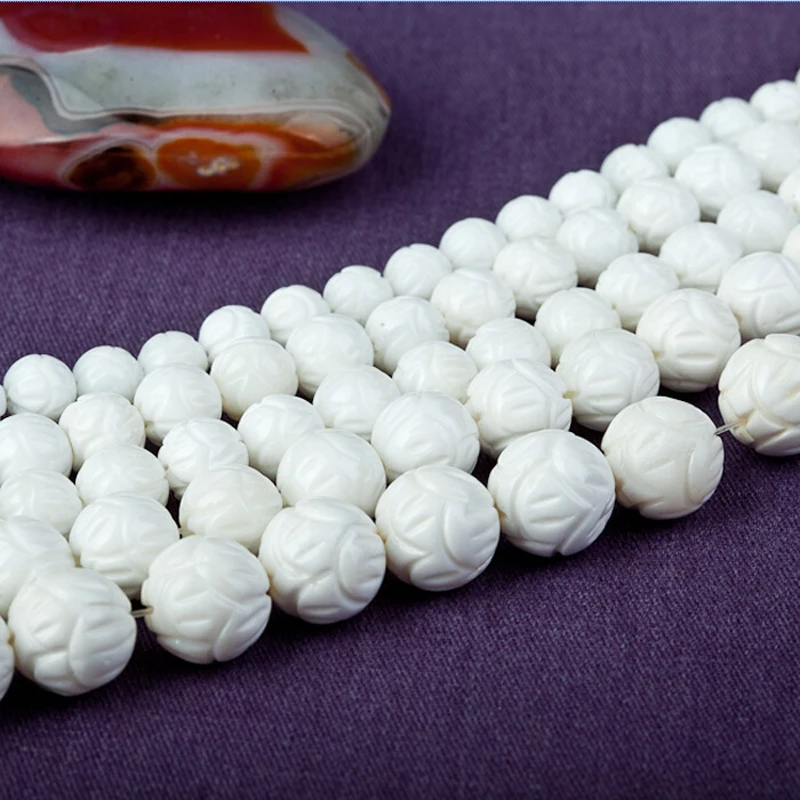 5A High Quality Real Natural White Lotus Tridacna Beads Carving Shell Stone Beads For Jewelry Making DIY 6/8/10 /12/14 mm