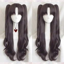 Fate/stay night Rin Tohsaka Long Wavy Brown Ponytail Heat Resistant Hair Cosplay Costume Wig + Ruby Necklace Optional