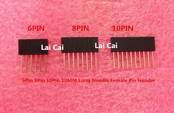 FREE SHIPPING 60PCS 2.54MM 6Pin 8Pin 10Pin 10MM Long Needle Female Pin Header Strip Stackable Header