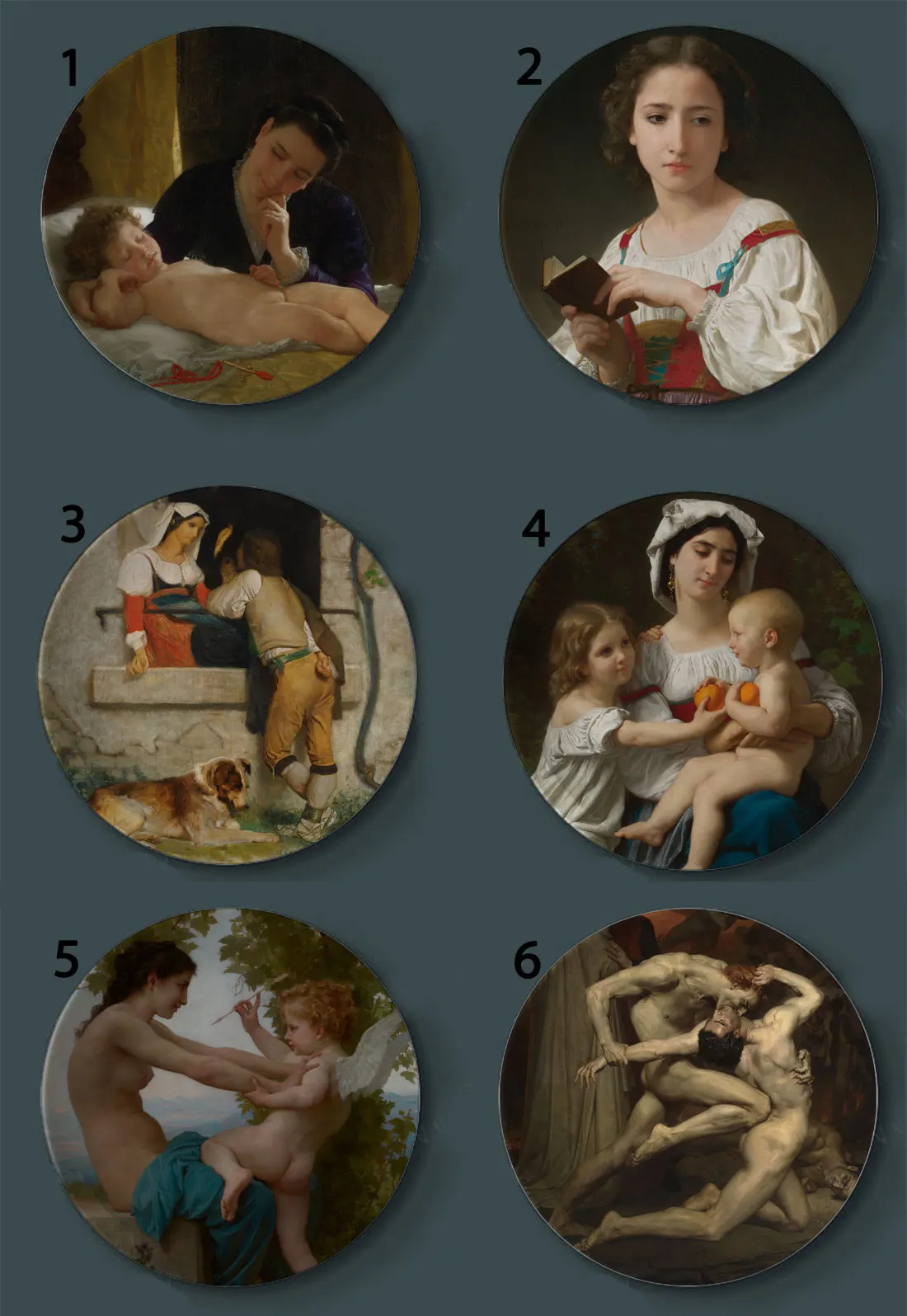 

Bouguereau Wall Hanging Decorative Plates Classical Artistic Dish Hotel Background Display Mother and Child Oil Painting Plate