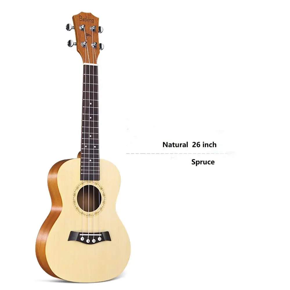 Ukulele Solid Top Spruce With Ukulele Accessories With Gig Bag,Strap,Nylon String,Electric Tuner,Picks