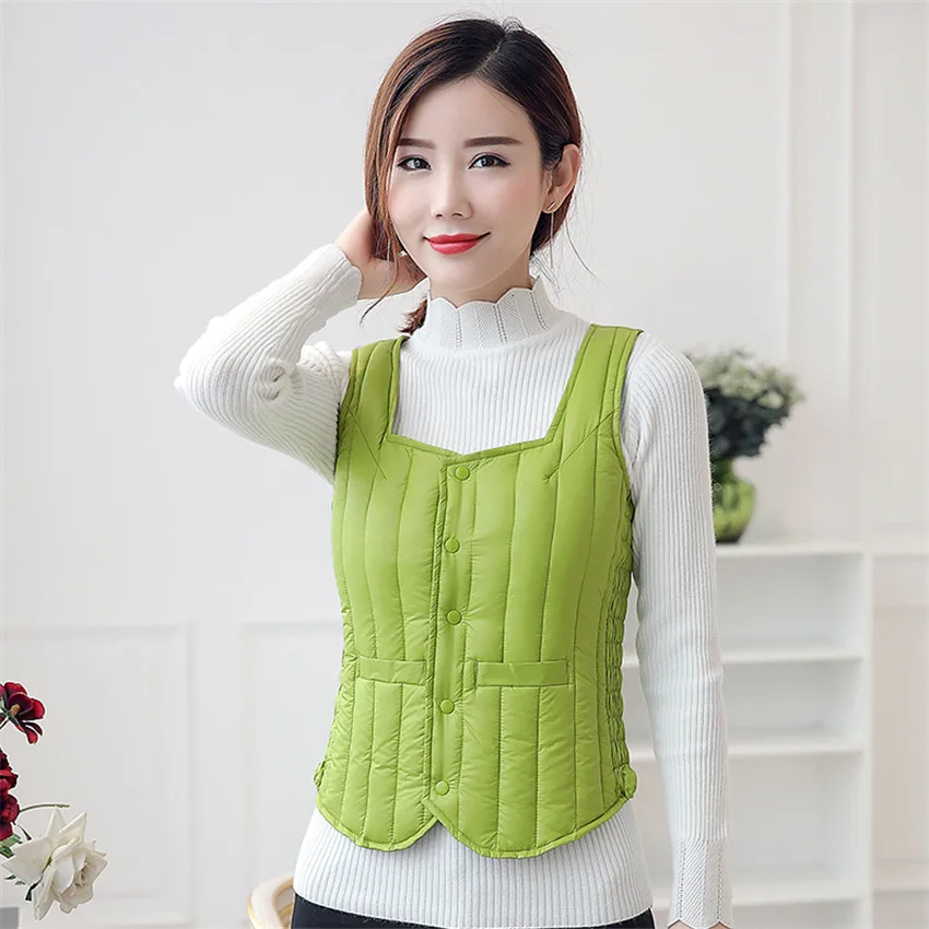 New Ultra Light Down Vest Coat Women Autumn Winter White Duck Down Vests Jacket Female Waistcoat Short Sleevelss Outwear AB635