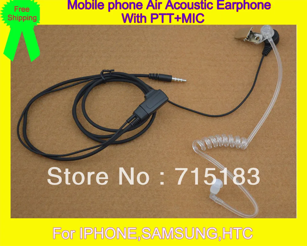 Freeship 2013 air tube headset Hotsale Mobile Phone Acoustic Tuber Finger PTT Earpiece for Apple Iphone,Samsung,HTC Mobile phone