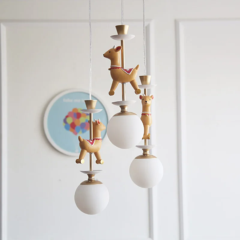 Modern wood Horse Kids Room Led hanging light bedside lamp Boys And Girls Dining Room ceiling children\'s lamp Lighting