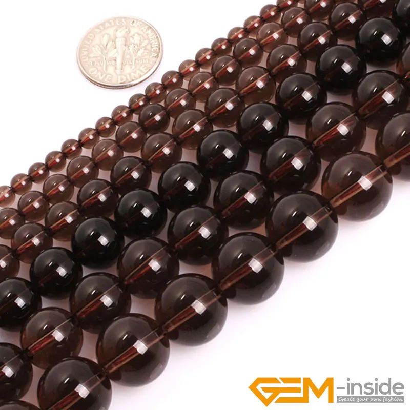 AAA Grade Round Dark Brown Clear Smoky Quartzs Beads Natural Stone DIY Beads For Jewelry Making Strand 15