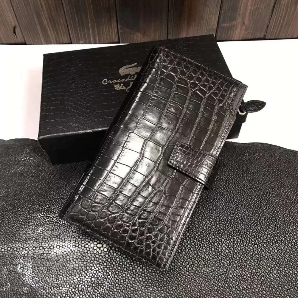 100% genuine crocodile leather belly skin wallet and purse excellent solid quality men business card credit card holder case