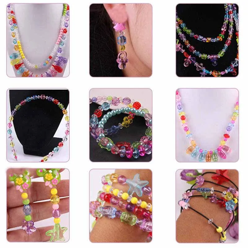 DIY Handmade Beaded Toy with Accessory Set Kids Girl Weaving Bracelet Jewelry Making Toys Educational Toys for Children Gift