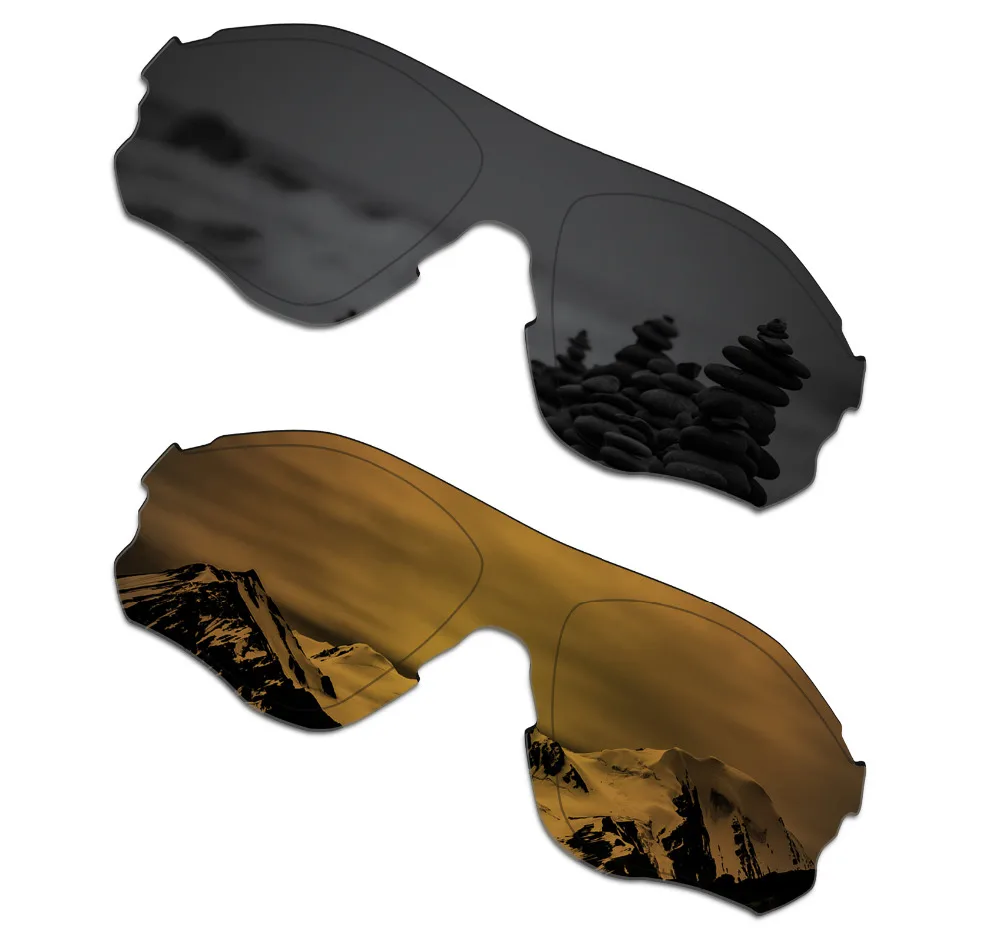 SmartVLT 2 Pieces Polarized Sunglasses Replacement Lenses for Oakley EVZero Path Stealth Black and Bronze Gold