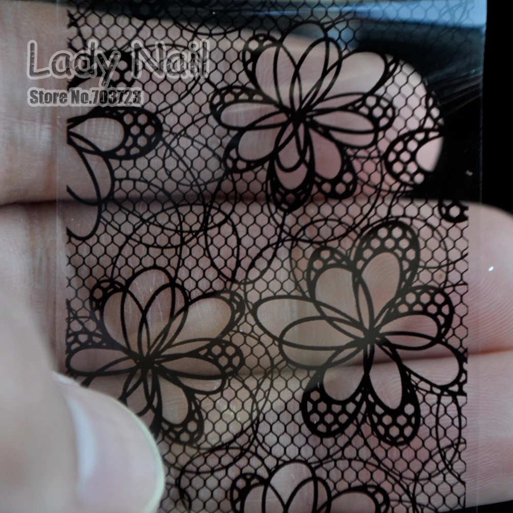 Fashion Black Lace Netty Pattern Decoration Nail Art Decals Art Transfer Foil Nail Sticker Tip Decoration 223