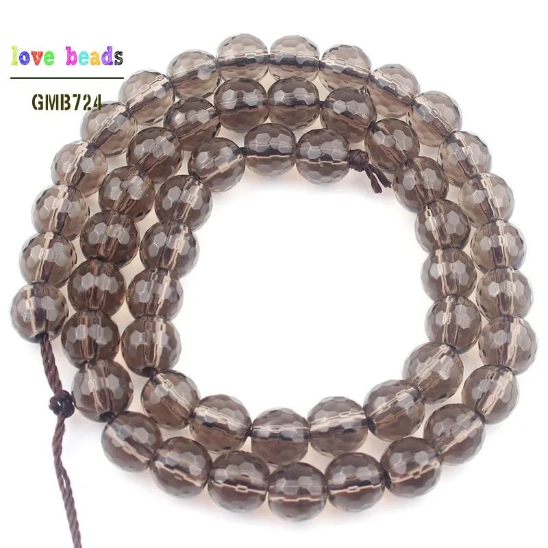 Faceted smoky quartzs transparent glitter glass crystal beads jewelry making round loose beads Diy bracelet necklace jewelry
