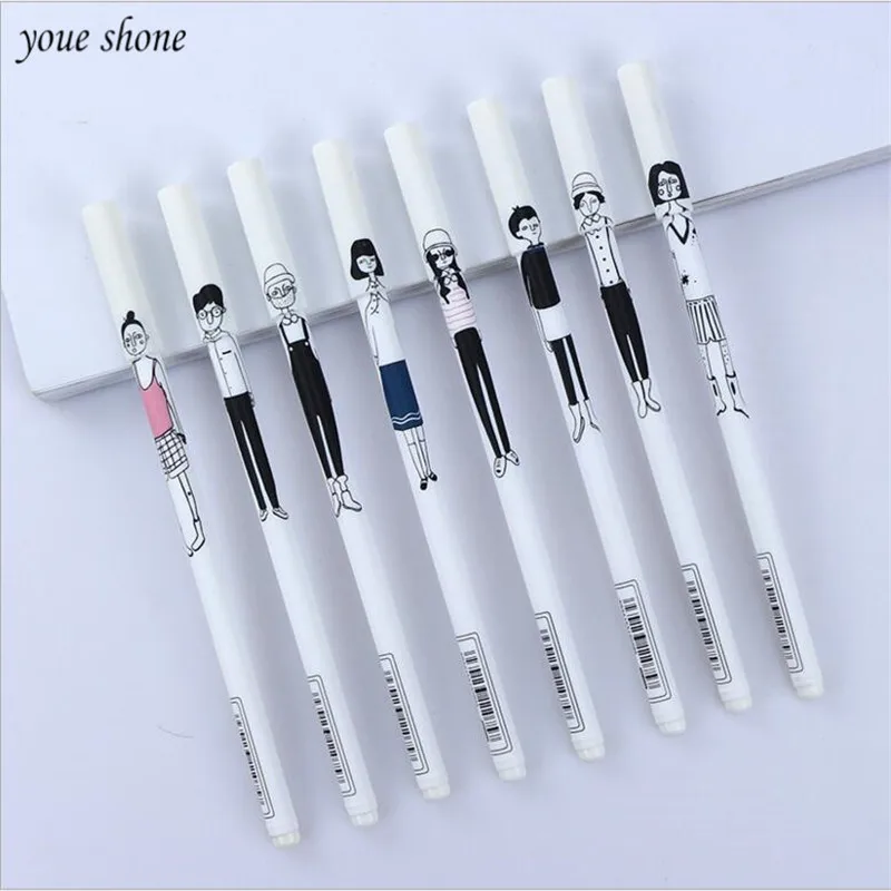 

2Pcs 0.5mm Cute Couple Gel Pen Plastic Black Water Pens Stationery Black White Style Office School Supplies Gifts