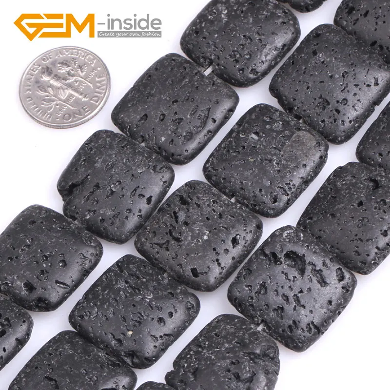 خرز من حجر الحمم البركانية السوداء لصنع المجوهرات ، 15 بوصة ، بكميات كبيرة #3
