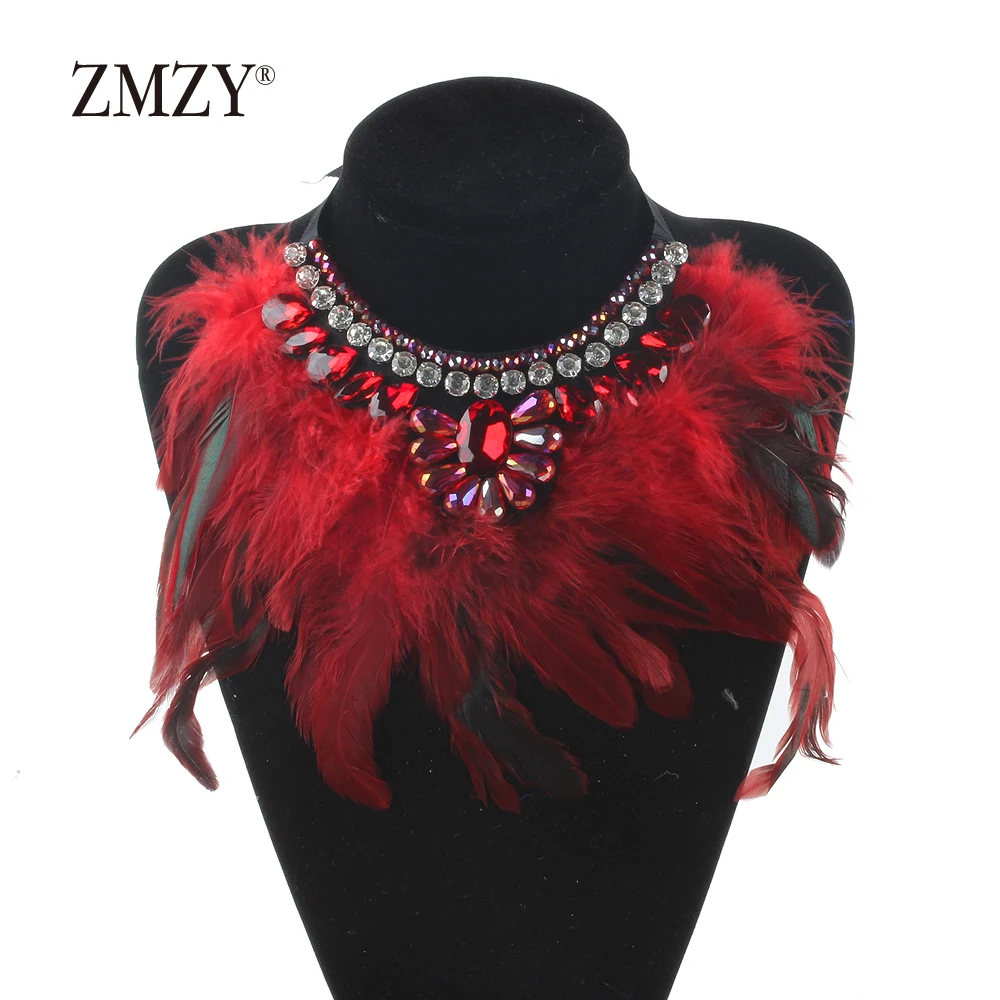 ZMZY New Necklace Fashion Chain Multilayer Long Feather Necklace Luxury Statement Necklaces Bijoux Jewelry Wholesale