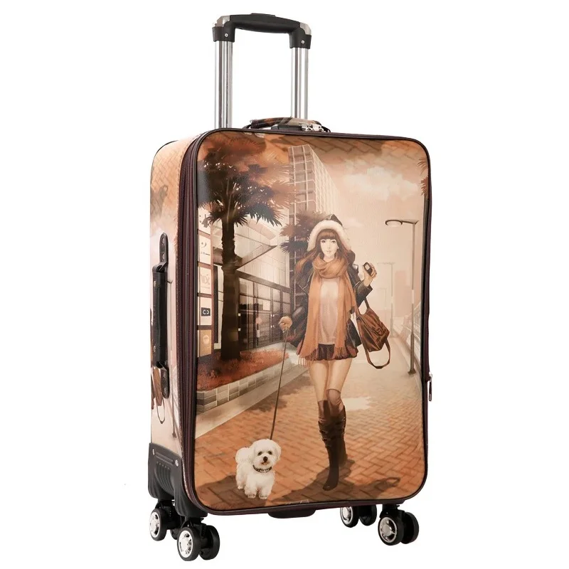 GraspDream 24 carry-on Suitcase with wheels Girl and kids cartoon pictures luggage travel bag trolley bags children's suitcases