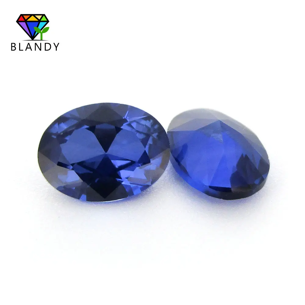 High Qaulity 3x5mm~13x18mm #34 Blue Sapphir Stones Oval Shape Brilliant Cut Synthetic Corundum Stone Gems for Jewelry