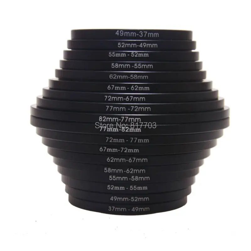 High Quality Metal 18pcs Camera Lens Filter Step Up & Down Ring Adapter For Canon Nikon  All camera Free Shipping