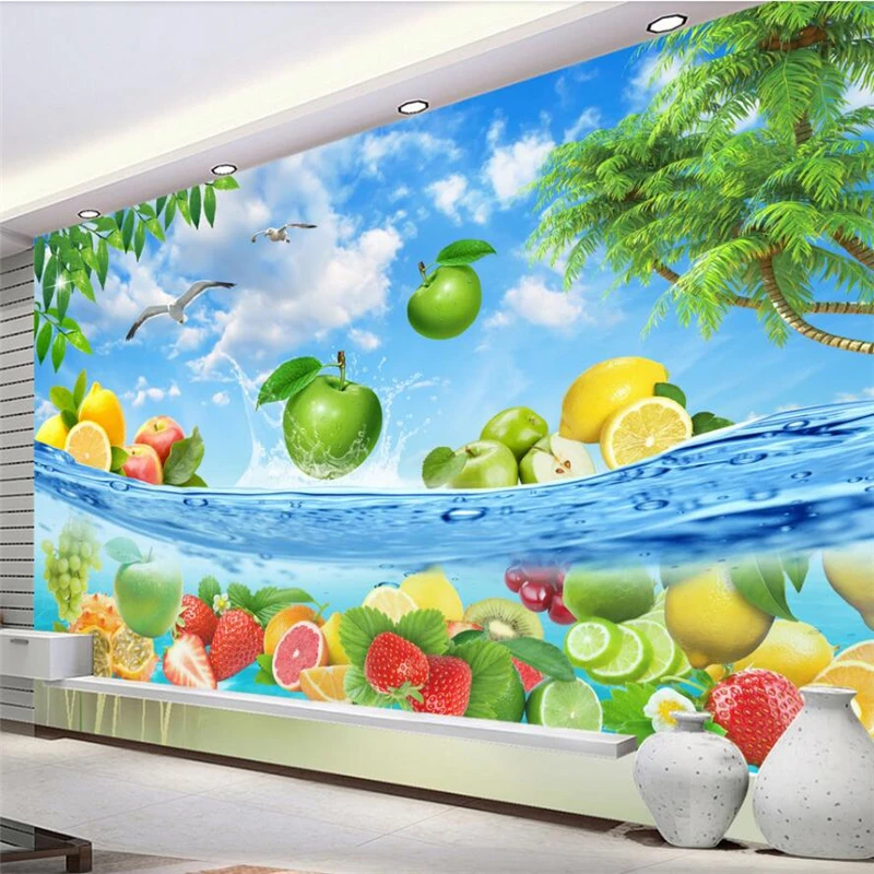 

wellyu High-definition fruit fresh summer Hawaii seawater living room TV background wall custom large mural green wallpaper