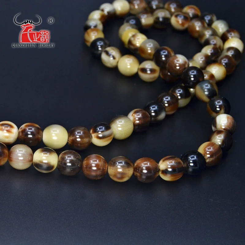 20PCS Tibetan style Natural Yak horn prayer beads Handmade bone Bead Necklace DIY Scatter Beads for jewelry making 8/10/12mm