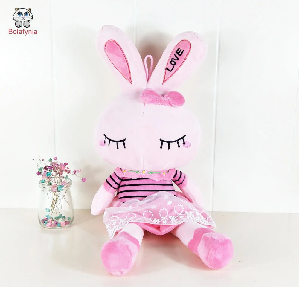 Children Plush Stuffed Toys Pink Close Eyes Rabbit Kid For Christmas Birthday Gift