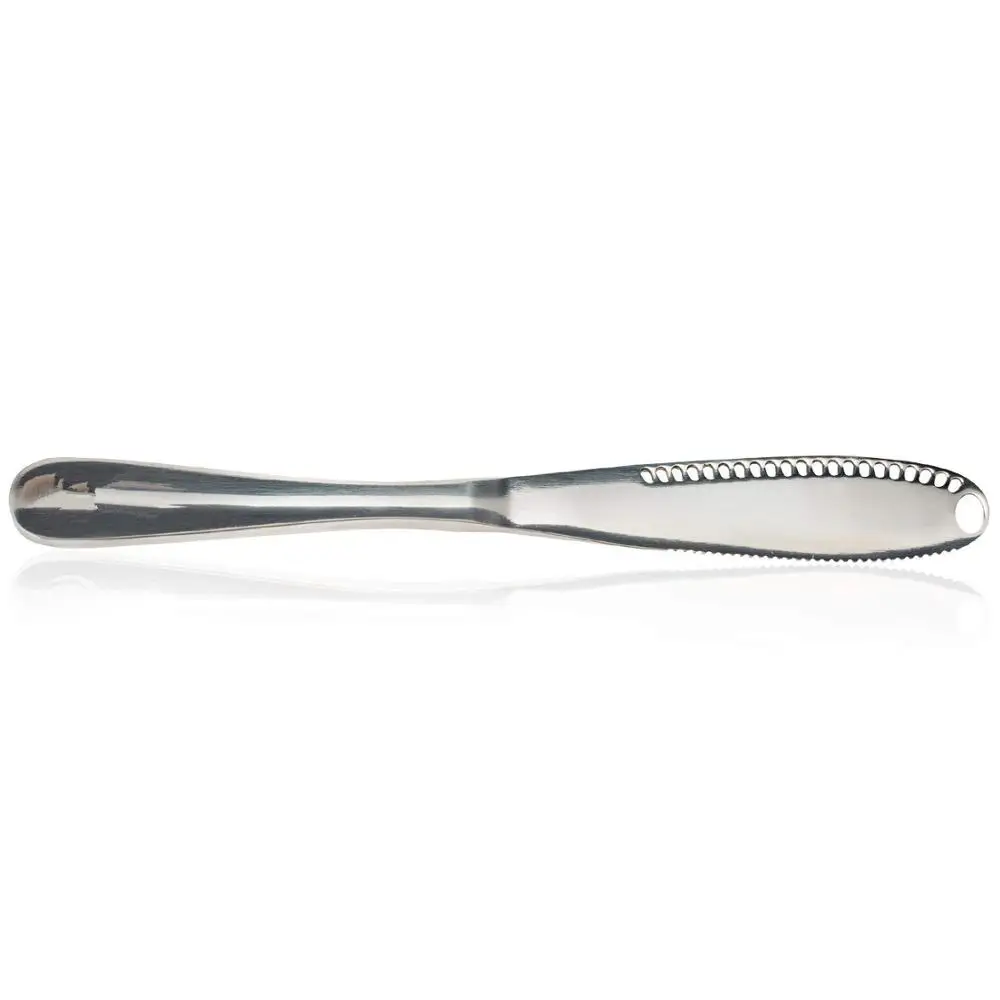 LMETJMA 3-in-1 Buttermesser aus Edelstahl, Käse, Dessert, Marmelade, Streuer, Sahne, Schaber, Brotspalter, Butterverteiler, KC0070