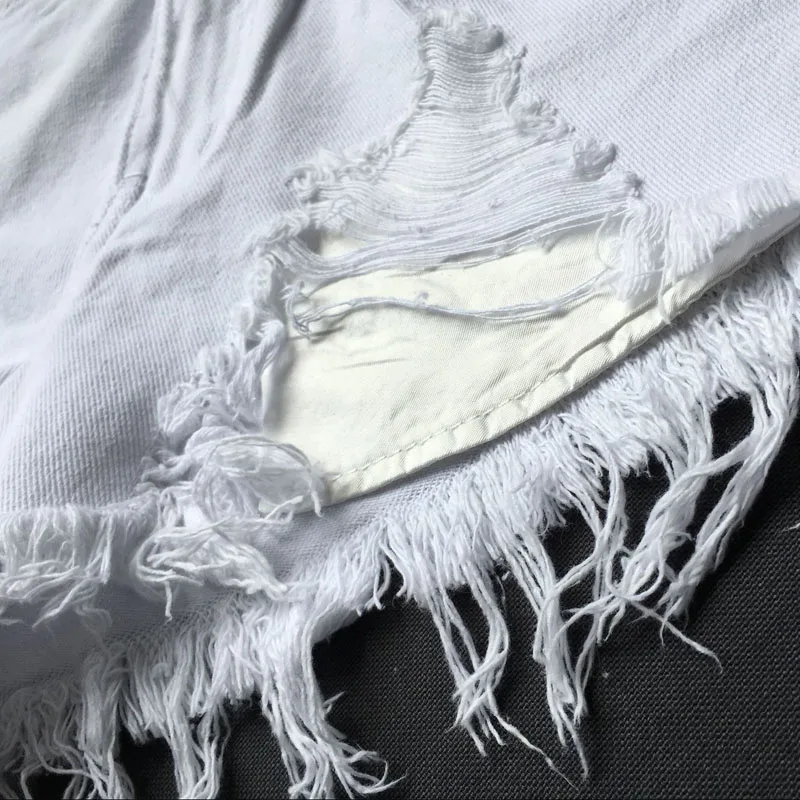 Fashion cotton Hot Denim Shorts women Sexy hole White Frayed Edges high Waist short jeans 2022 casual pockets Ripped shorts
