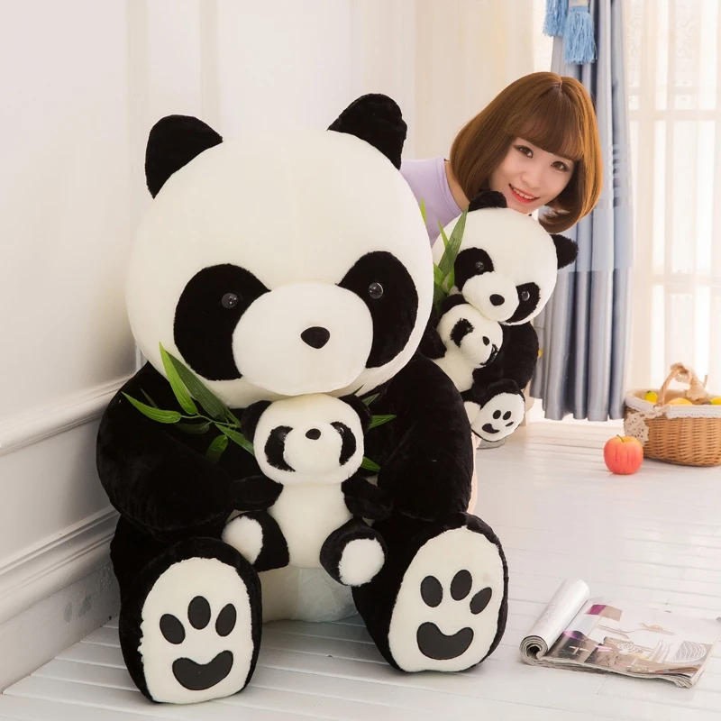 

Dorimytrader Big Simulation Animal Panda Plush Toy Stuffed Soft Mom and Kid Panda Dolls for Children Gift Deco 70cm 90cm