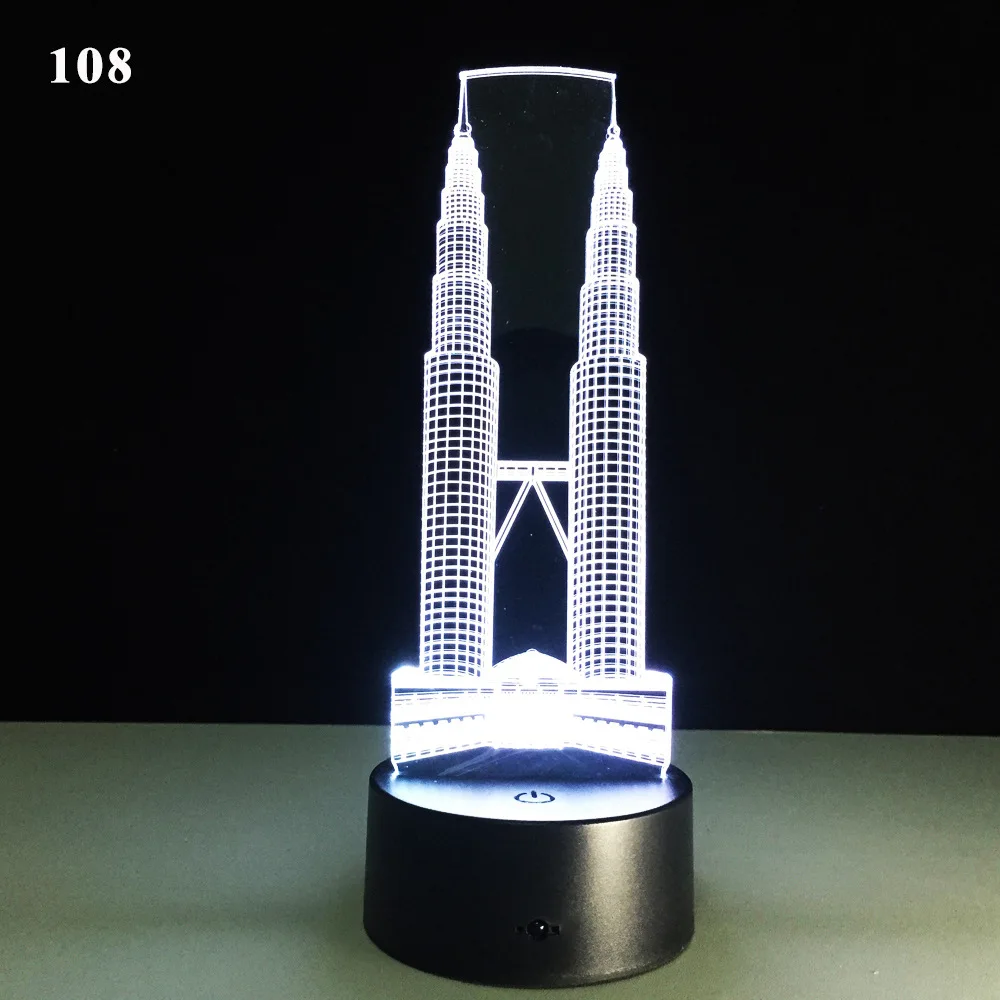 Famous building Eiffel tower Sydney Opera House 3d pattern night light stereo visual Wireless speaker Action figure 7 color Y83