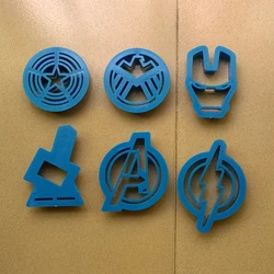 6pcs/Set Cookie Tools Hero Shape Cookie Cutter Food Grade Plastic  Cookie Mold Biscuit Molds Cute Cookie Stamp