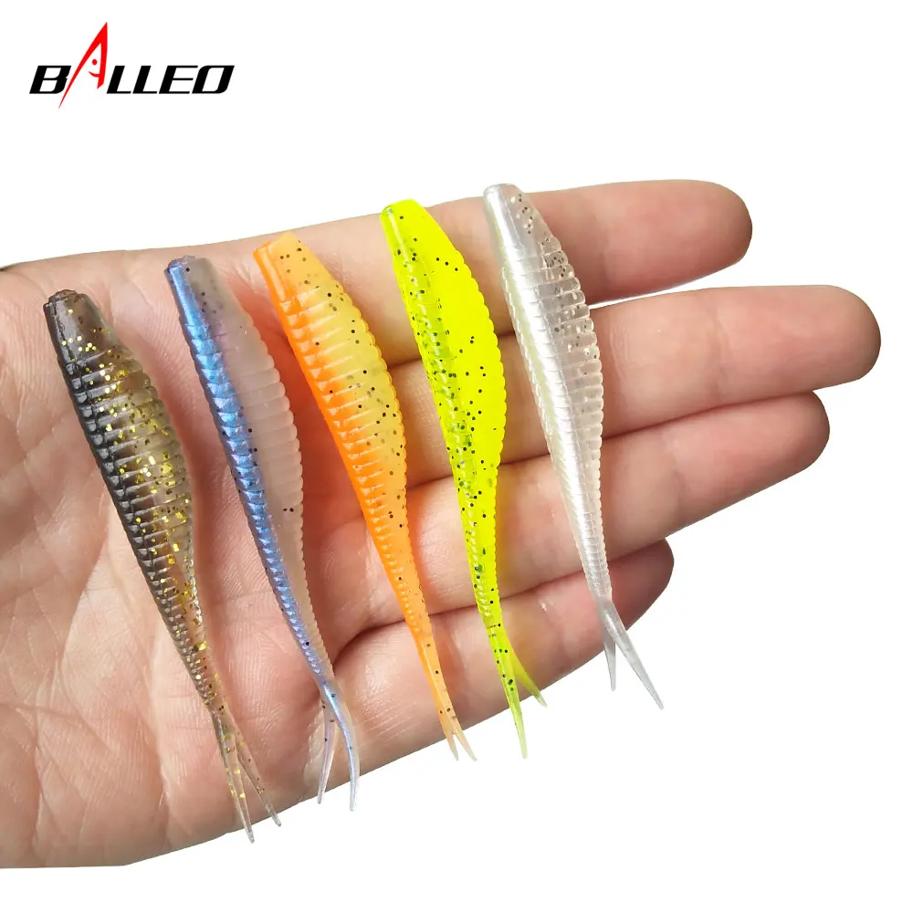 Balleo 10pcs/lot  Fork Tail jig soft lure 7cm/1.8g Fishing lure Shad Silicone bait Soft Plastic Bait Feeder For Pike fishing