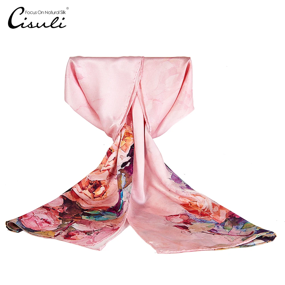 

CISULI 100% Pure Silk Scarves For Women 52X170cm New Desigual Ladies scarf Accesorios mujer Bag Scarf Muti-Color Options