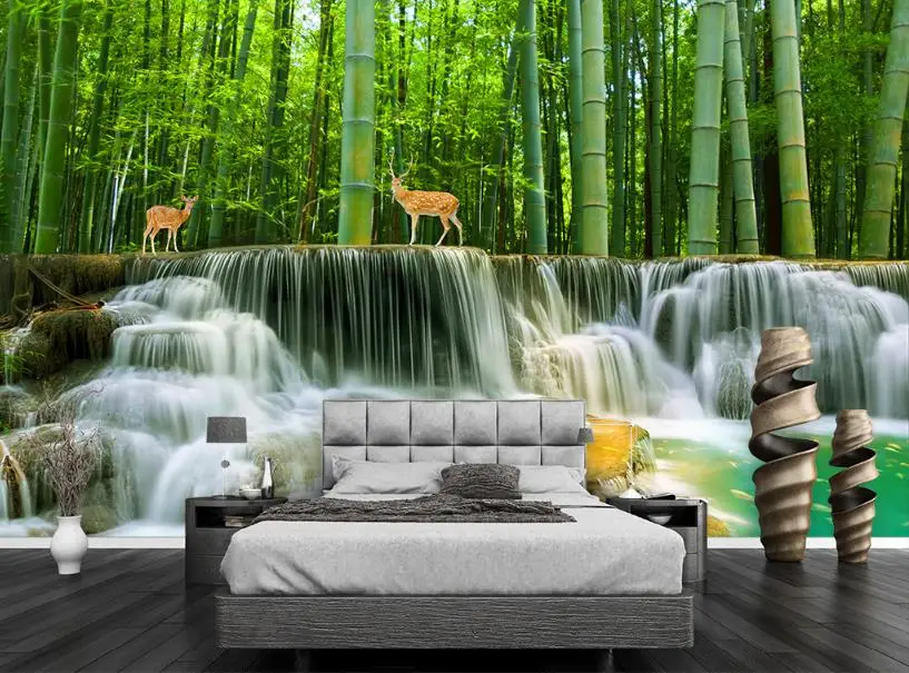 

3d photo wallpaper for size customize Bamboo forest room background wallpaper