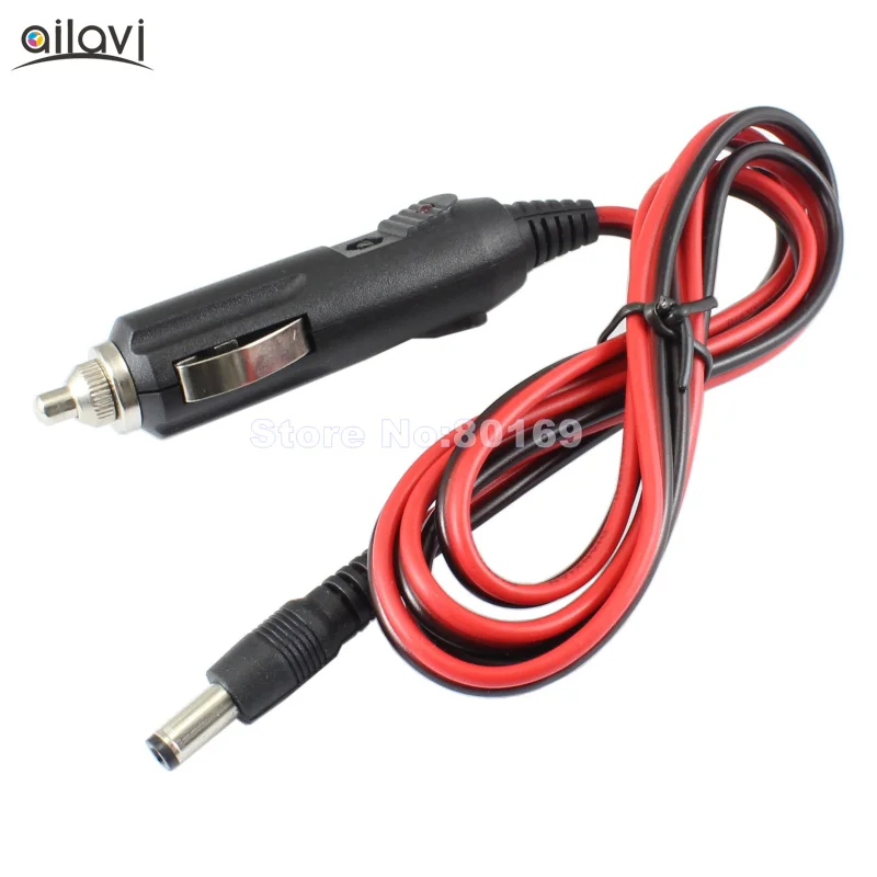 DC12V 24V 3A Fast Charging Car Cigarette Charger Adapter Cable DC5.5*2.1mm Male Interface Conversion Line With Fuse Indicator