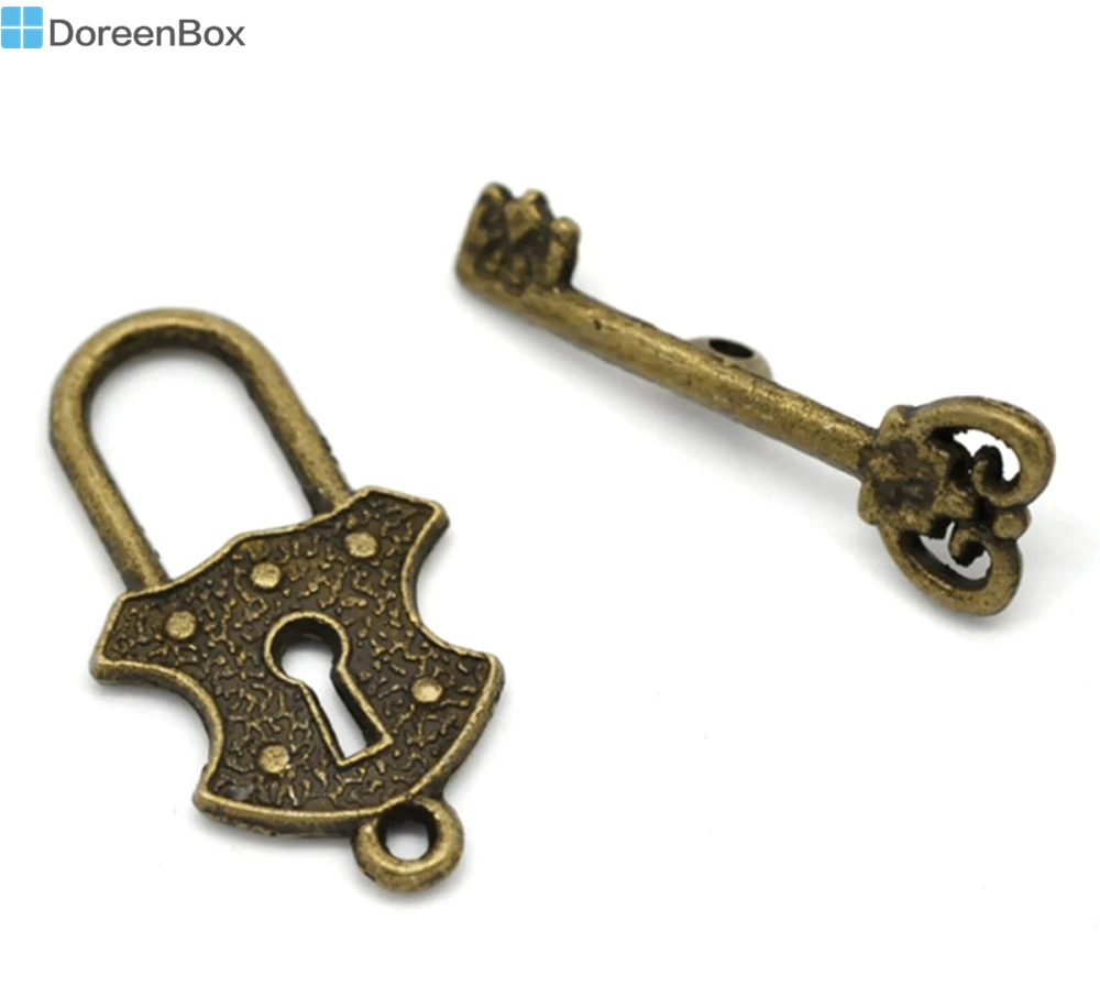 

Doreen Box Lovely Antique Bronze Key& Lock Toggle Clasps Findings 24x13mm, 23x8mm, sold per lot of 30 sets (B15909)