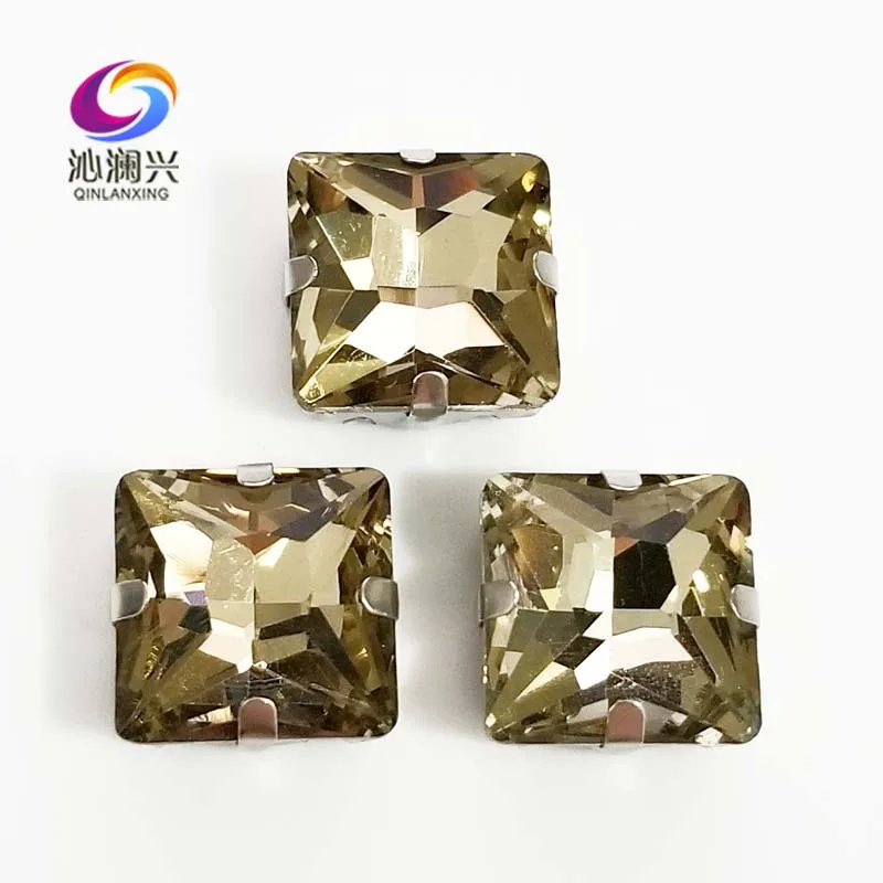 

Light Coffee Color Glass Crystal Rhinestones, Square Shape Sew on Stones, Used for Needlework, Diy/Clothing Sewing Accessories