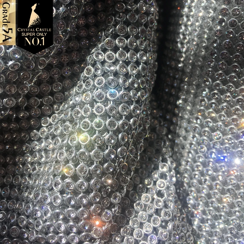 Crystal Castle Sparkle Flexible Rhinestones Fabric SS8.5-SS9 Strass Net Scarf Diamond Mesh Clothes Rhinestones Sheet For Dresses