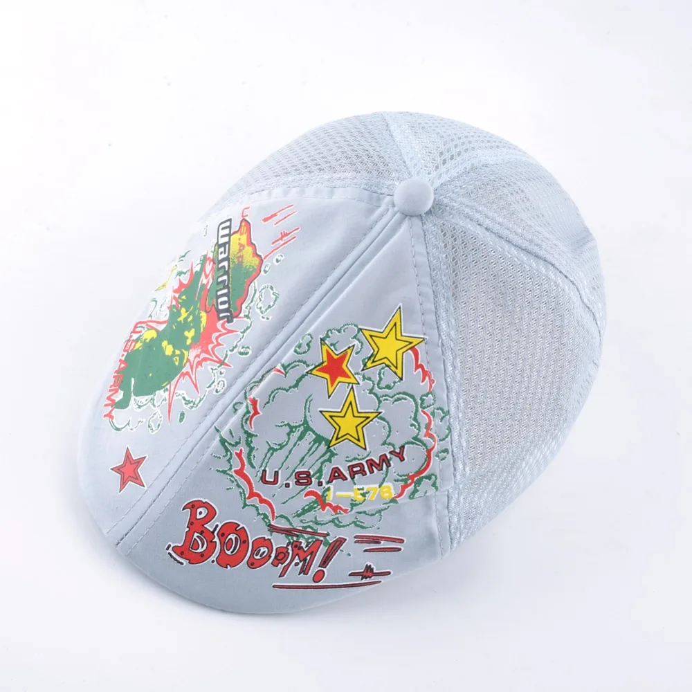 Spring And Summer Kids Berets Breathable Mesh Patchwork Hats For Boy And Girl U.S.Army And U.S.AF Colorful Printed Cap For Child