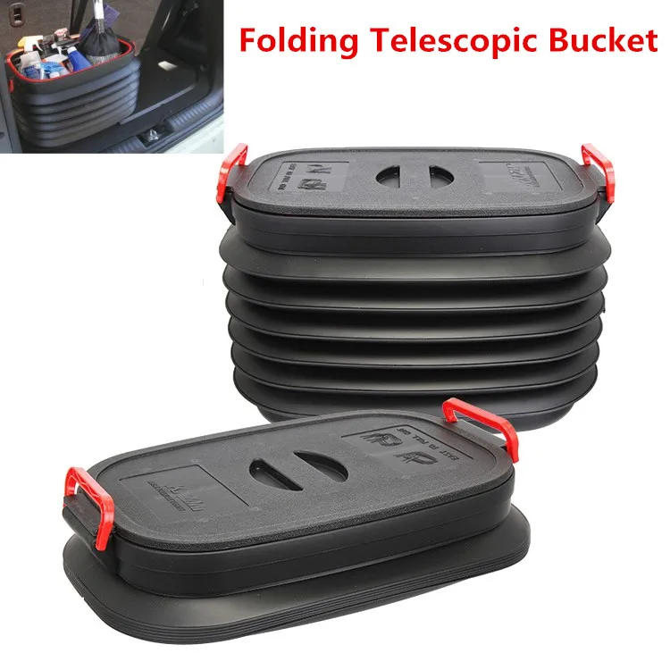 New Outdoor tool 40L camping washing water Car Folding Fishing Telescopic Bucket with Cover beach Portable Storage Box Organizer