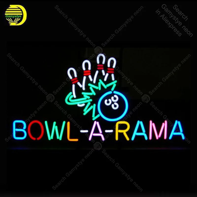 

Neon Sign for Bowl-A-Rama Bowling decorate Windower Gameroom Display Beer Bar glass Tubes Restaurant Neon lights Advertise Lamps