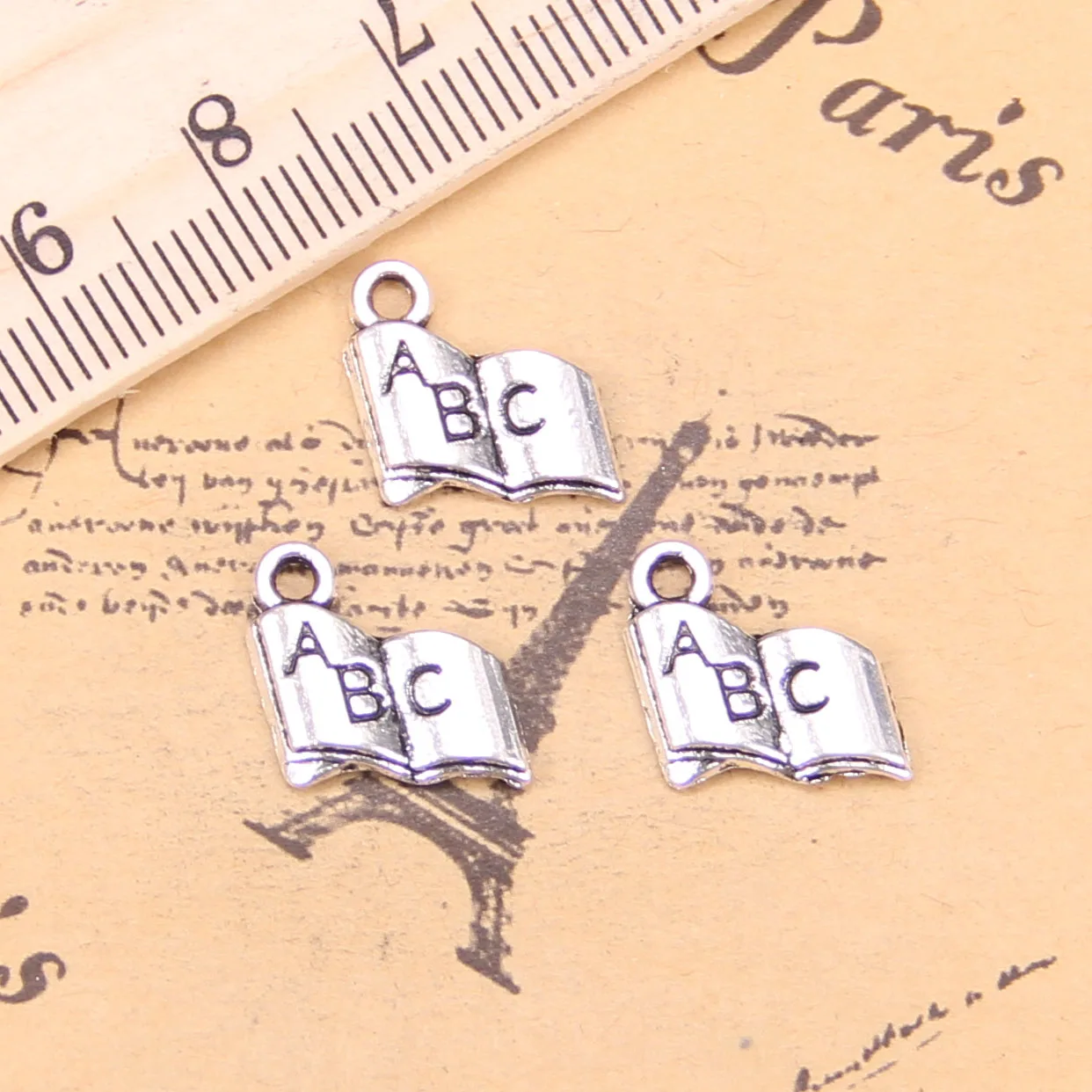 192pcs Jewelry Charms opened book abc 11x11mm Antique Silver Plated Pendants Making DIY Handmade Tibetan Silver Jewelry