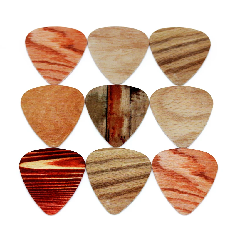 SOACH-púas de guitarra de grano de madera, grosor de 0,71mm, correa de guitarra, espesor de 0,46mm, 1,00mm, 10 Uds.