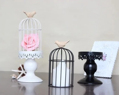 European And American Bird Cage Candlestick Decoration Wrought Iron Candle Typhoon Light Creative Gift Candlelight Dinner Deco