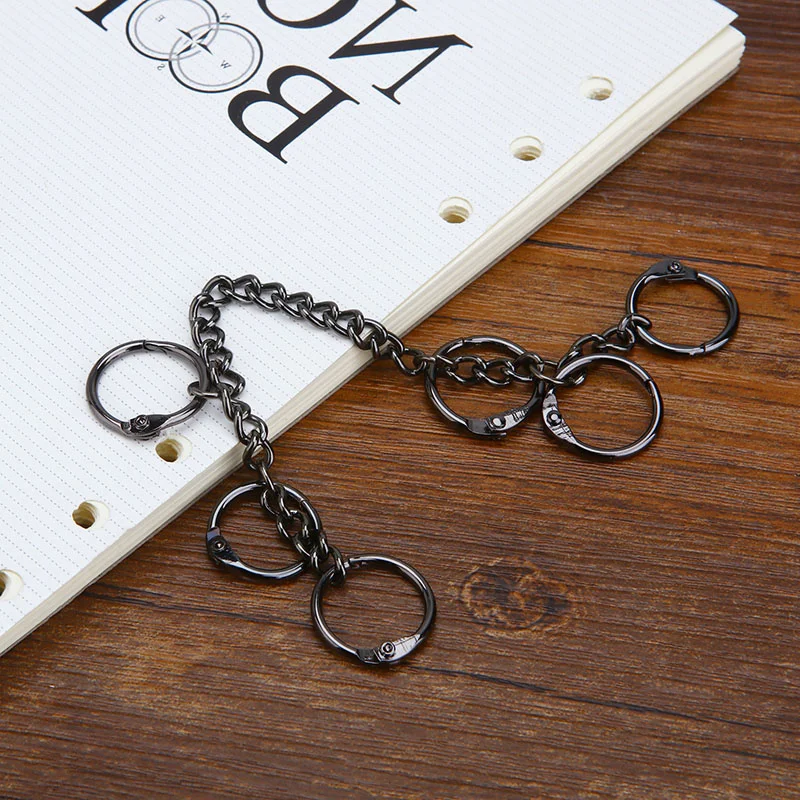 Metal Loose Leaf Book Binder Hinged Rings With Chain Keychain DIY Album Scrapbook Craft Albums Book Binder School Office Supplie